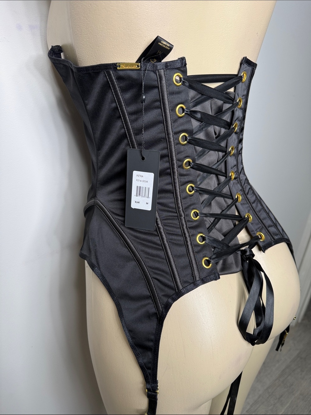 Frederick's of Hollywood Black Satin Corset Garter - Picture 6 of 8